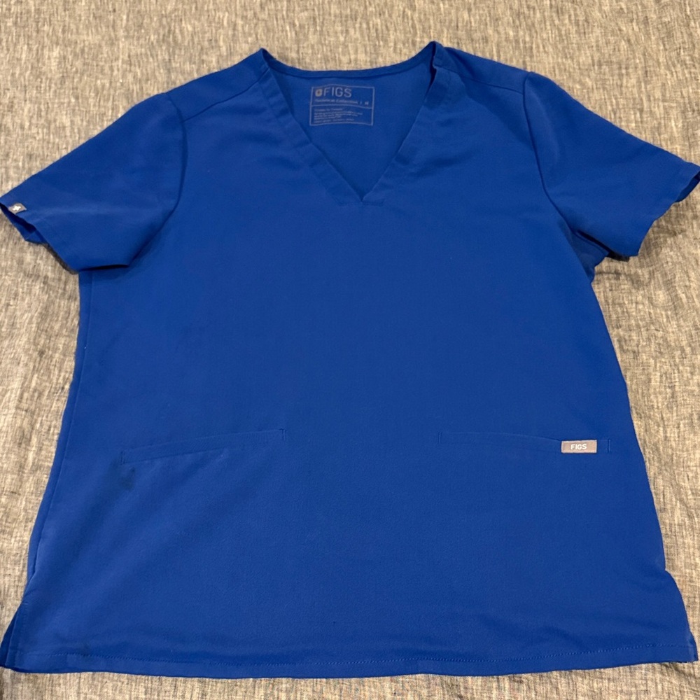 Figs Royal Blue V-Neck Scrub Top
